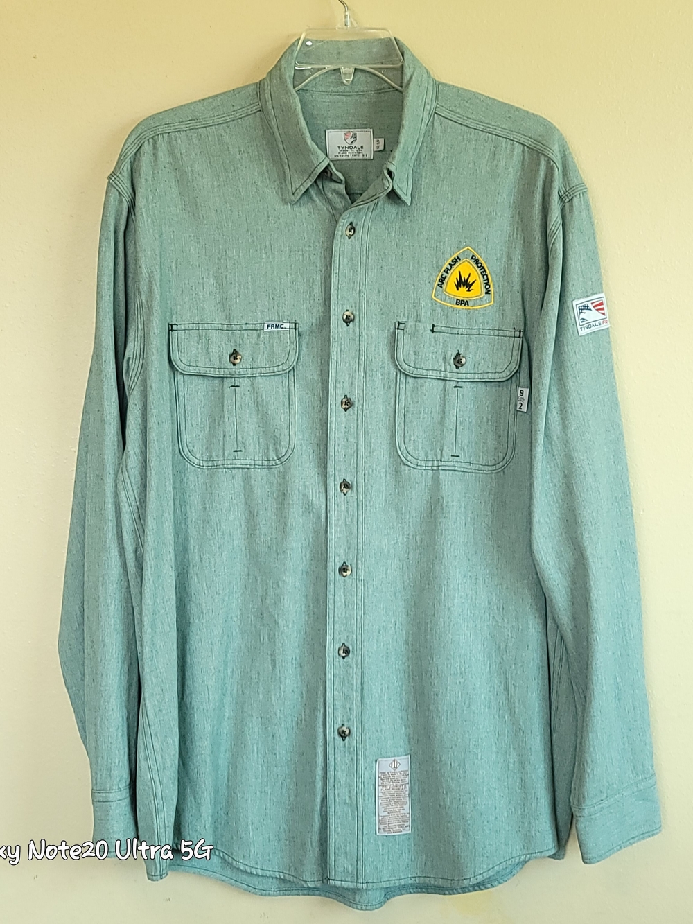 Tyndale FRMC Flame Resistant Work Shirt Green Chambray XL HRC 2 9.2 Cal - EUC